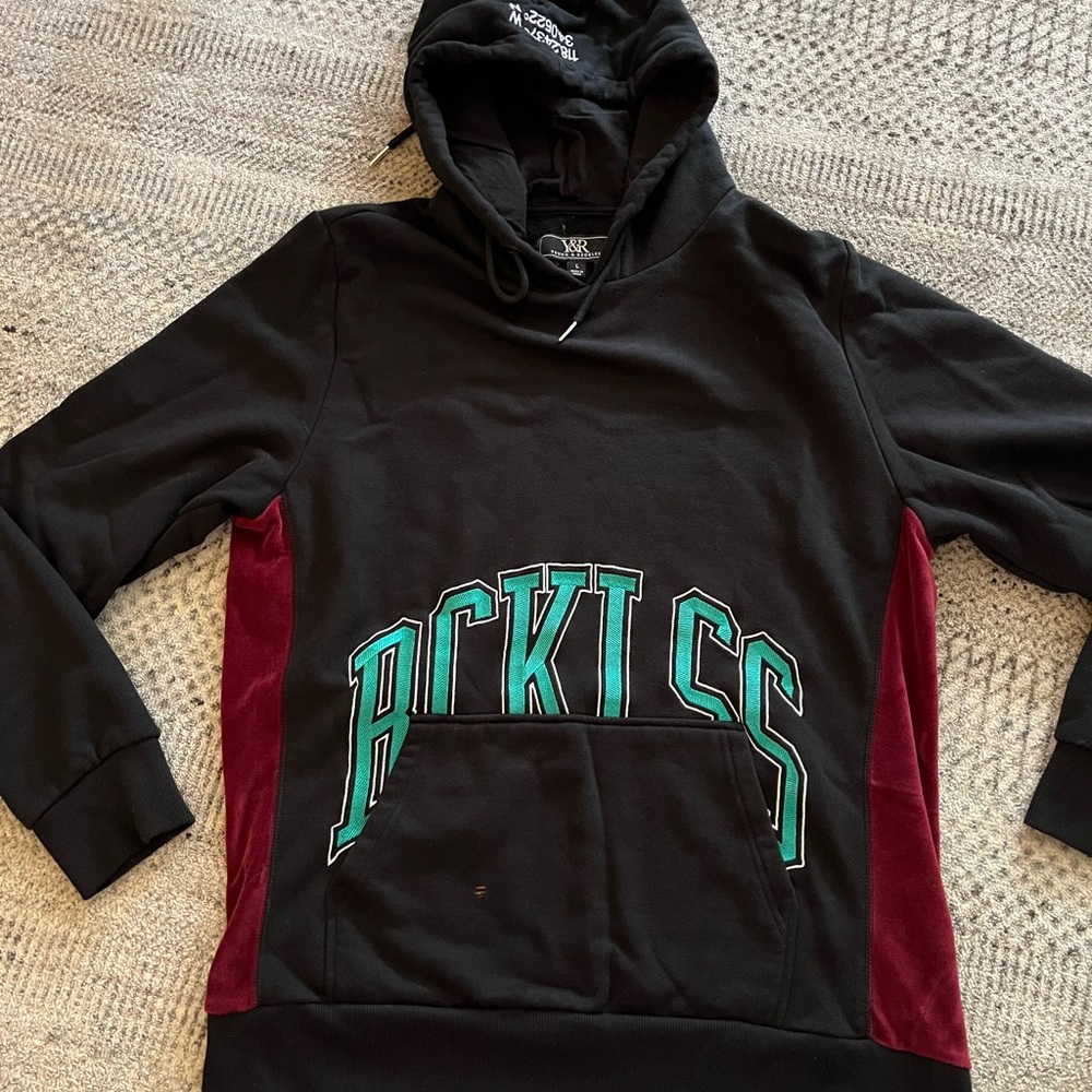 Young & Reckless Black and Burgundy Men's Hoodie